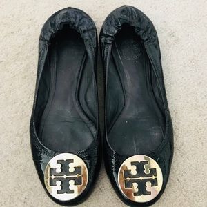 Tory Burch Patent Leather Reva Scrunch Flat